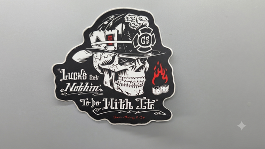 No Luck Needed Skull Firefighter Decal alternate view