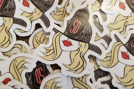 Classic Salty Girl Blonde Hair Helmet Decal alternate view