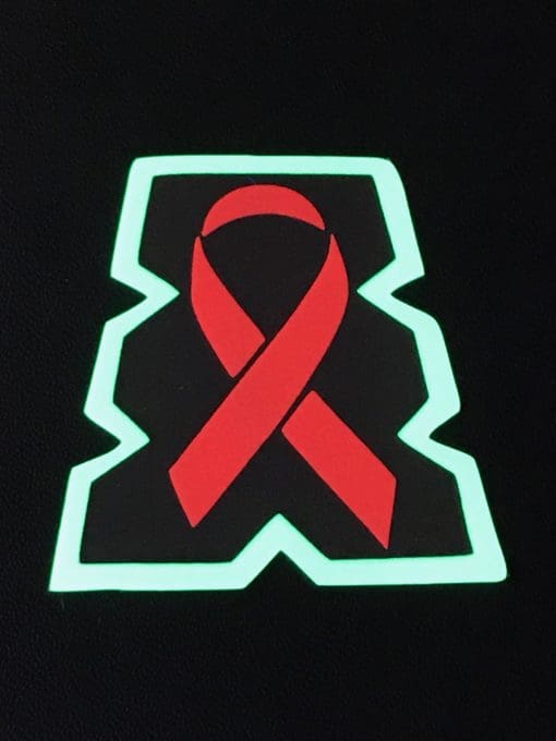 Breast Cancer Ribbon on Blacked out Tetrahedron