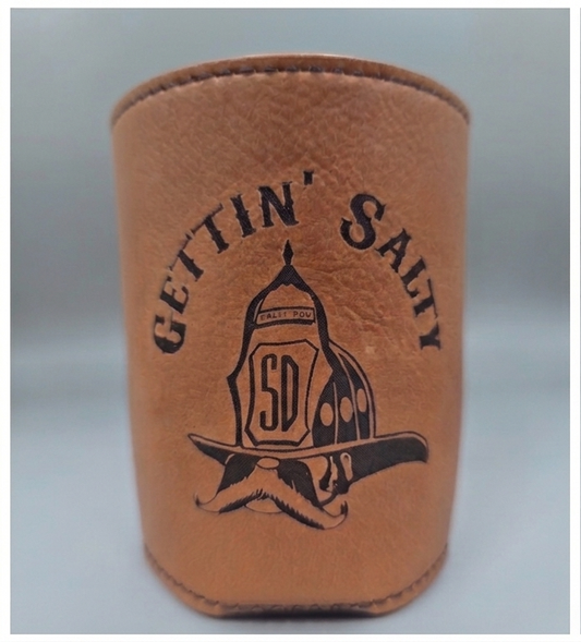 Gettin Salty Beer Koozie | Firefighter Can and Bottle Cooler alternate view