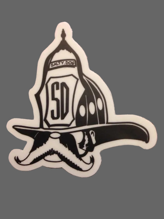 Black and white logo sticker with with 'SD' 