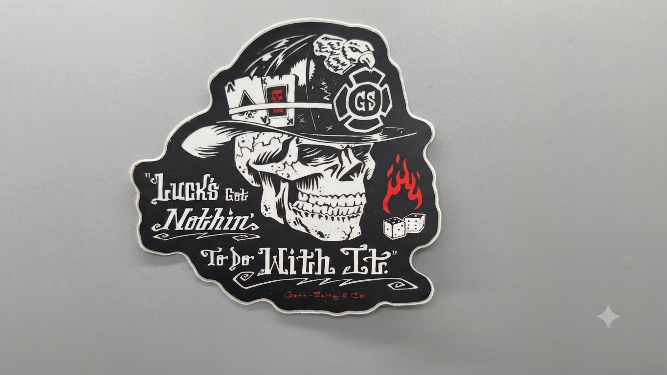 No Luck Needed Skull Firefighter Decal