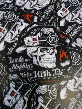 No Luck Needed Skull Firefighter Decal