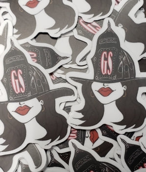 Classic Salty Girl Brown Hair Helmet Decal
