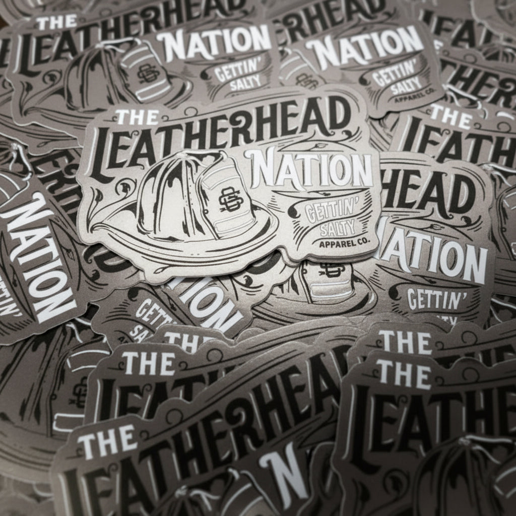 Stickers with 'The Leatherhead Nation' text and logo.