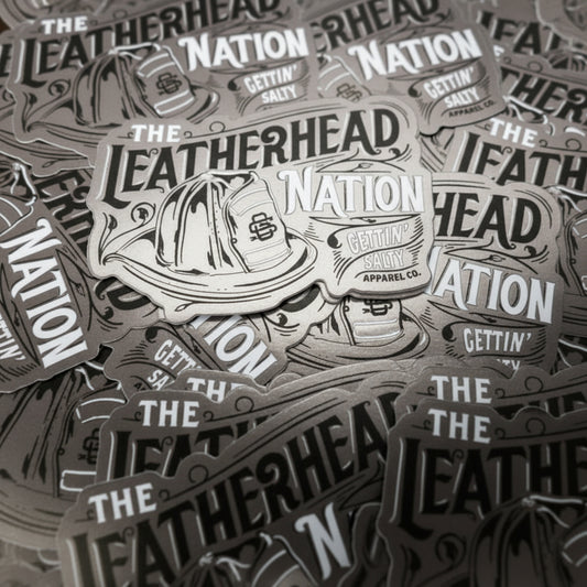 Stickers with 'The Leatherhead Nation' text and logo.