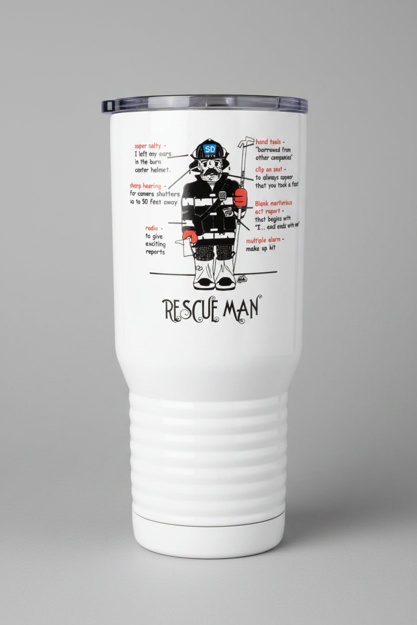 Tumbler with 'Rescue Man' design