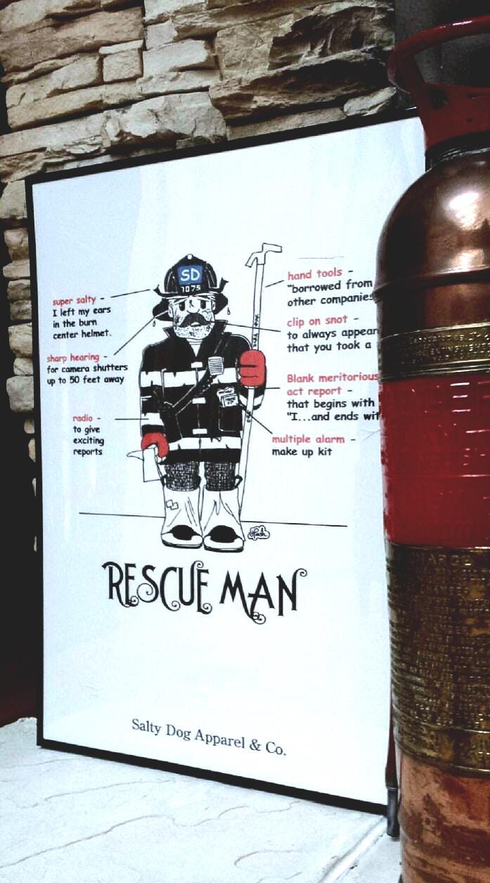 Rescue Man Fire Print
