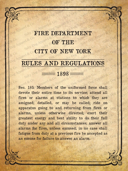 1898 NYC Regulations Print
