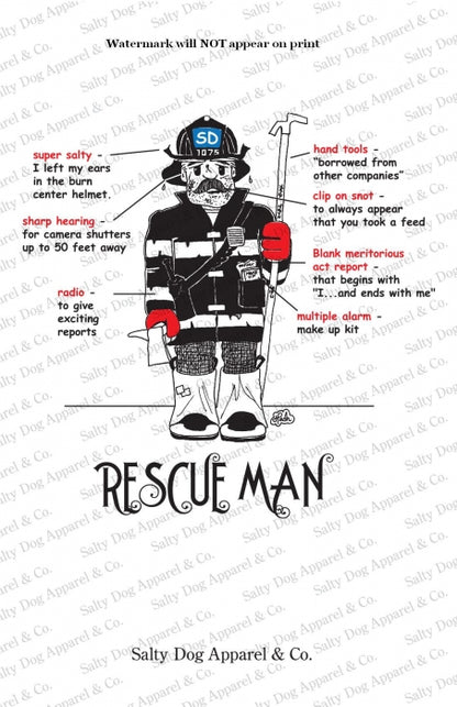 Rescue Man Fire Print