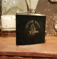 Gettin Salty Black Rawhide Stainless Flask