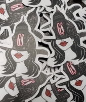 Classic Salty Girl Black Hair Helmet Decal
